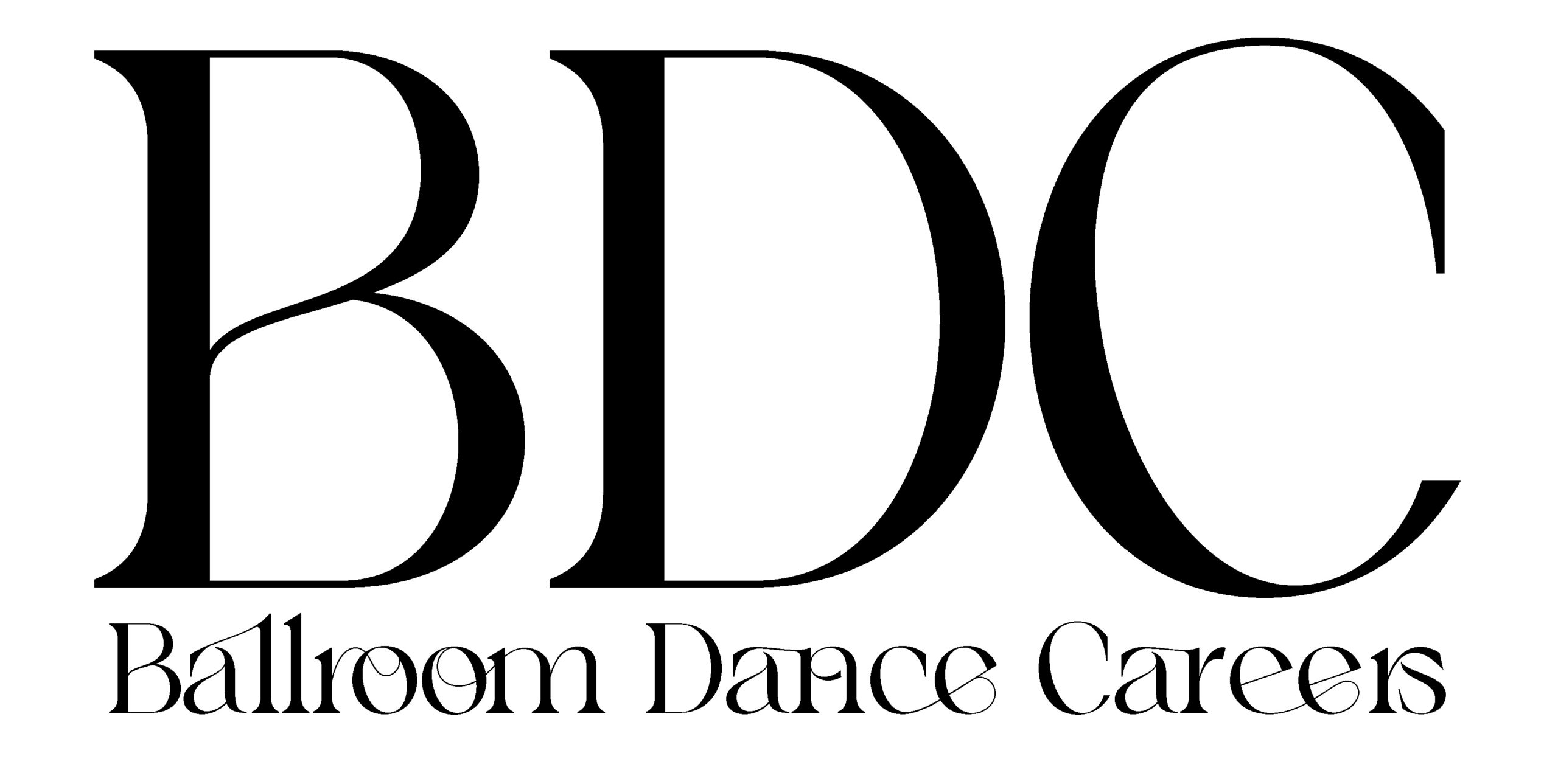 Ballroom Dance Careers logo in large black serif lettering with a tagline beneath.